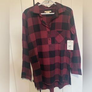 Purple burgundy O’Neill plaid shirt dress. Medium. New with tags BNWT